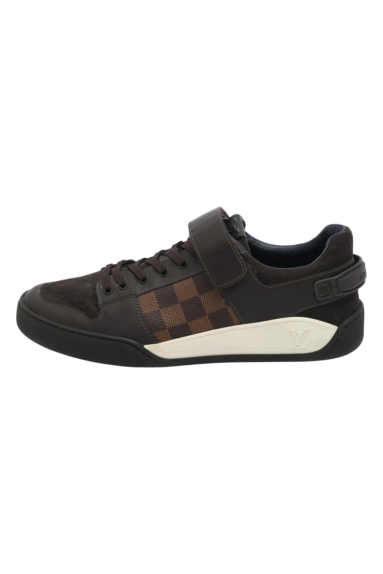 Louis Vuitton Damier Ebene Canvas And Brown Leather Lace Up High Top  Sneakers Size 40 Louis Vuitton