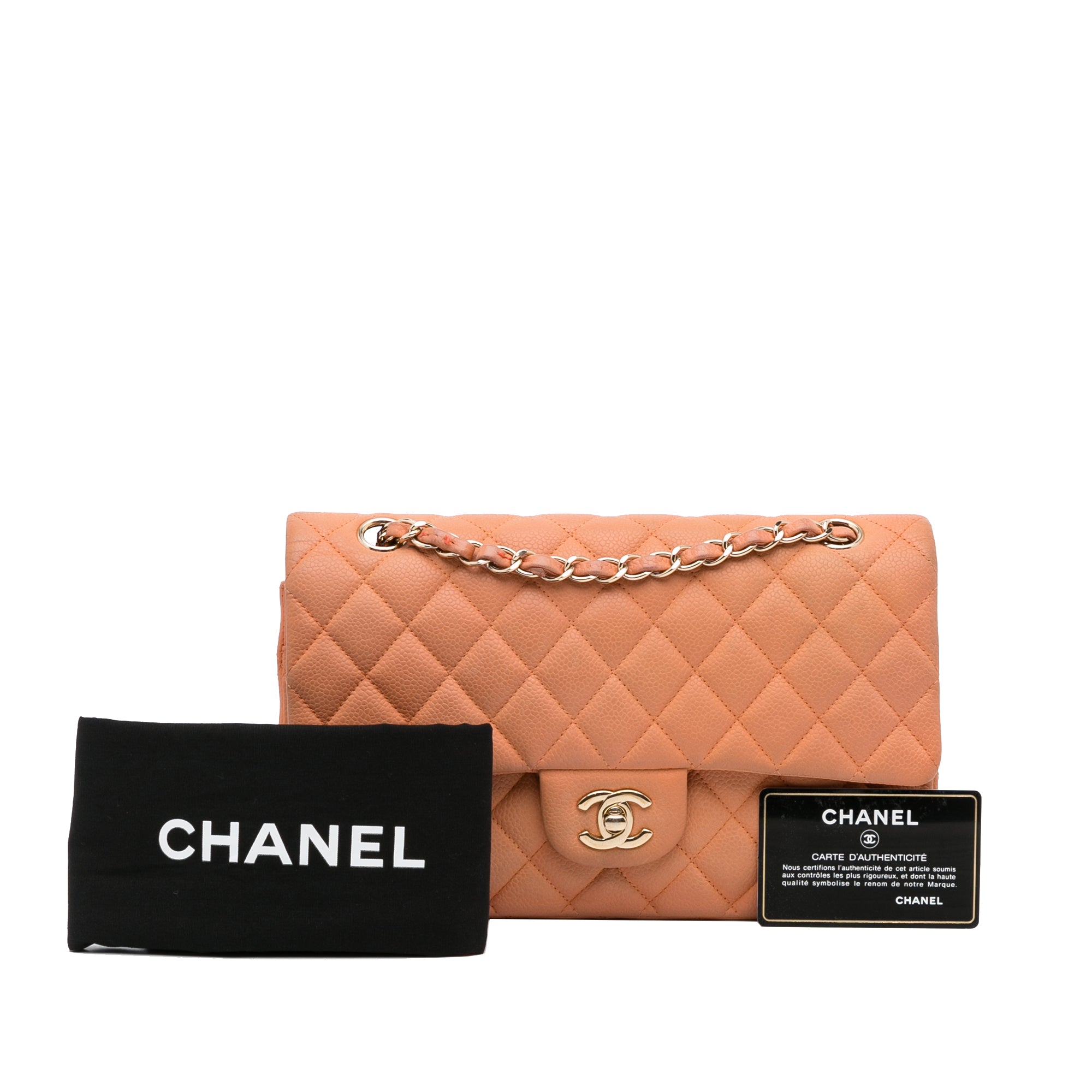 Chanel Medium Classic Caviar Double Flap Orange