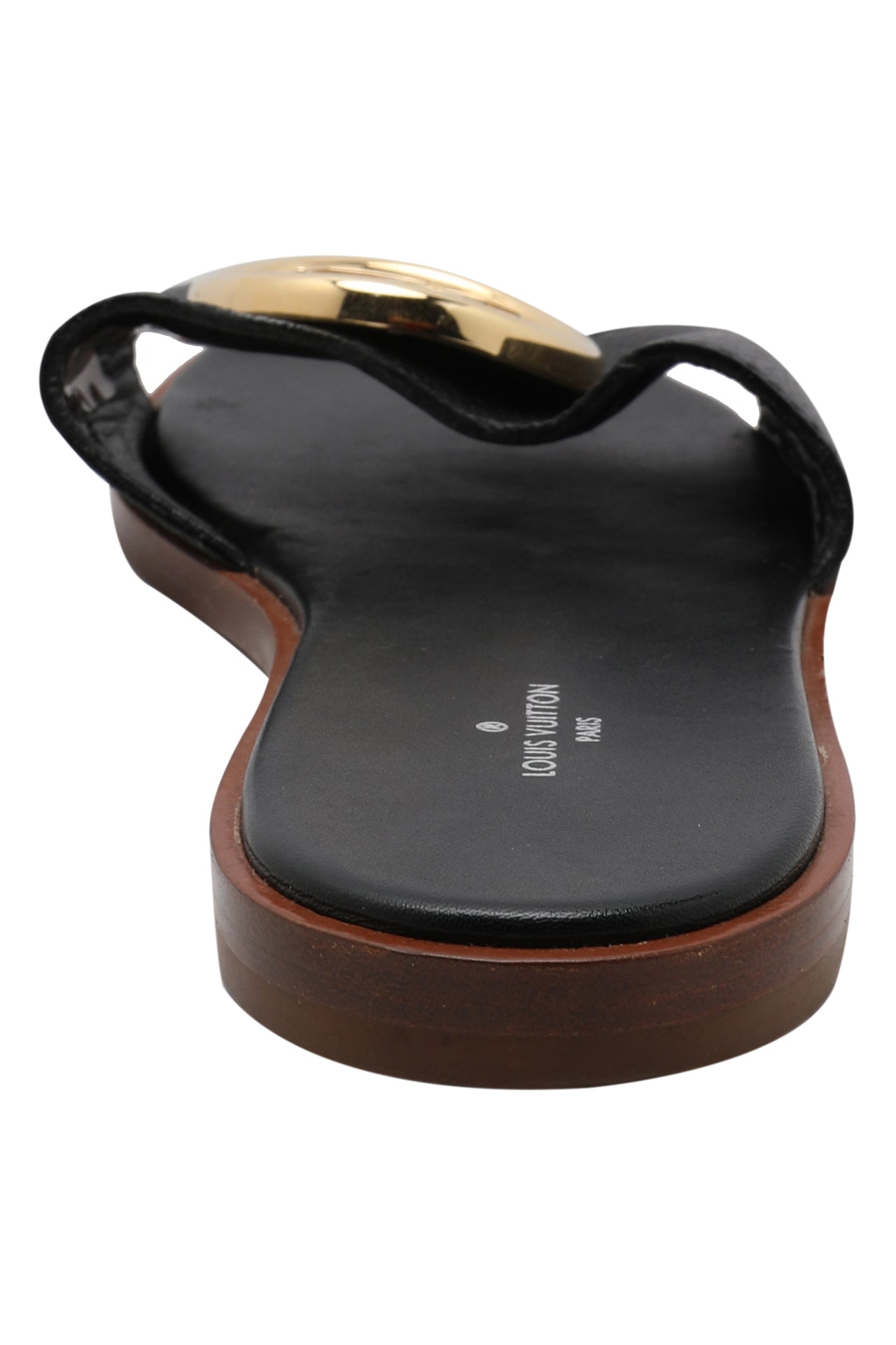 Louis Vuitton Black Leather Slides Mules EU 36