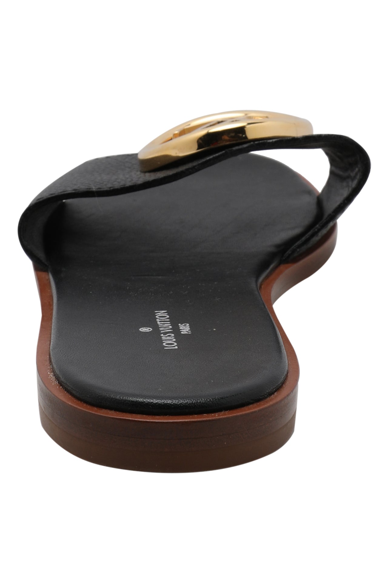 Louis Vuitton Black Leather Slides Mules EU 36