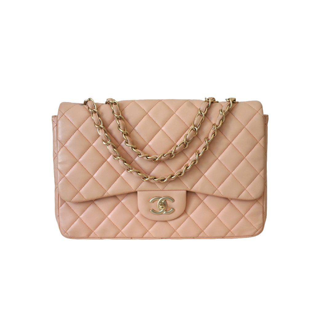 Chanel Lambskin Quilted Jumbo Single Flap Peachy Pink