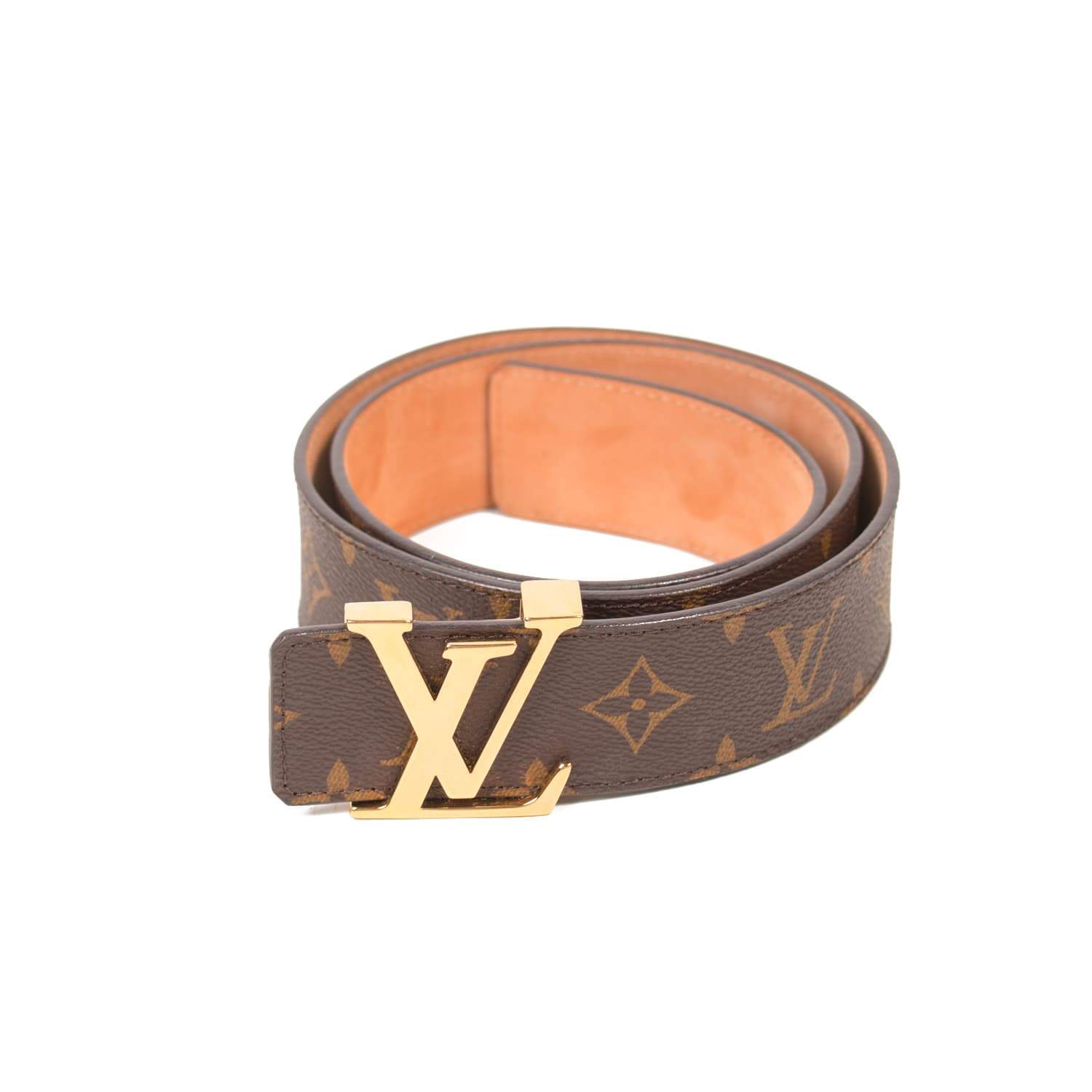 Louis Vuitton Lv Initiales Monogram Belt With Gold Buckle