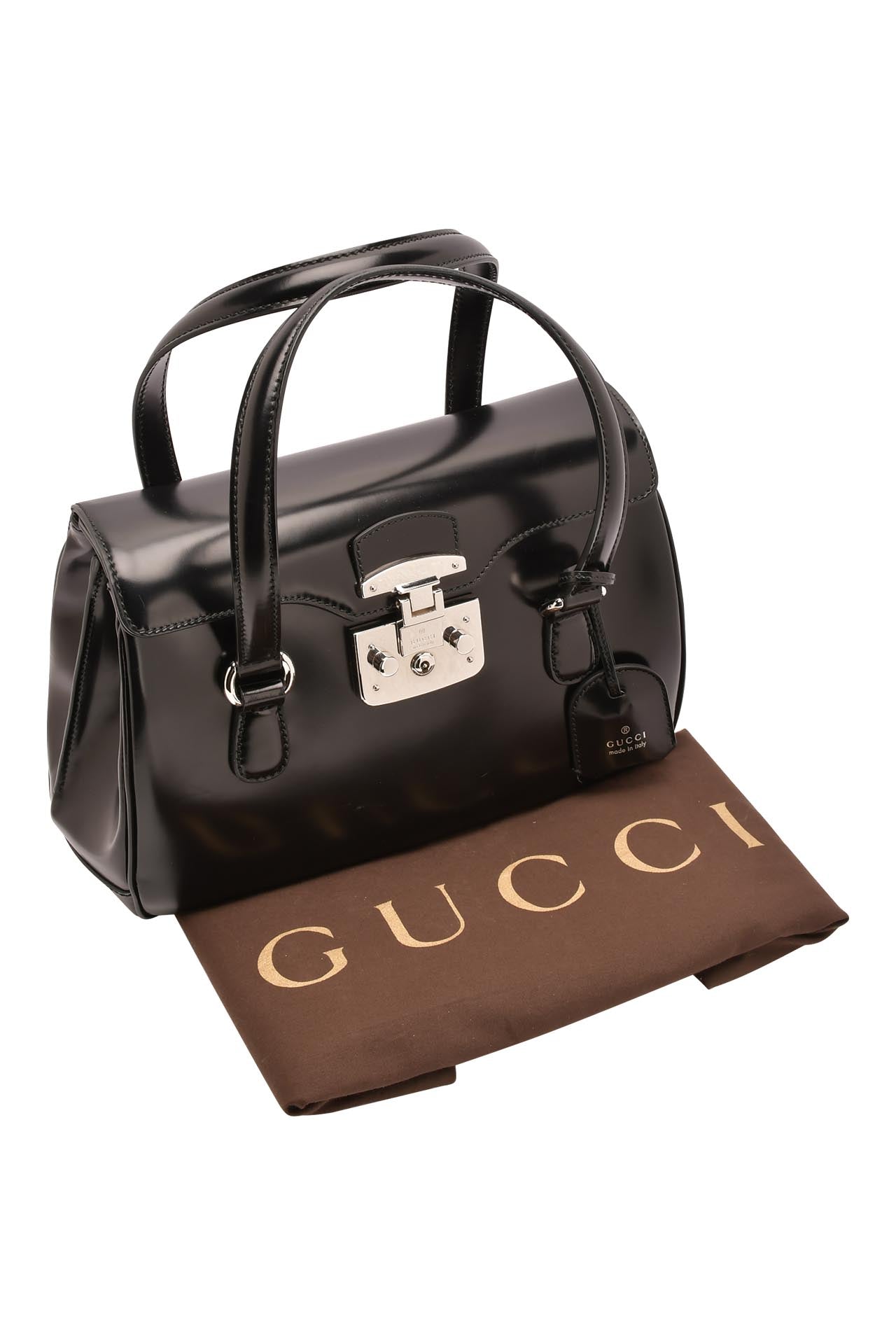 Gucci Caspian Smooth Leather Medium Lady Lock Satchel Bag