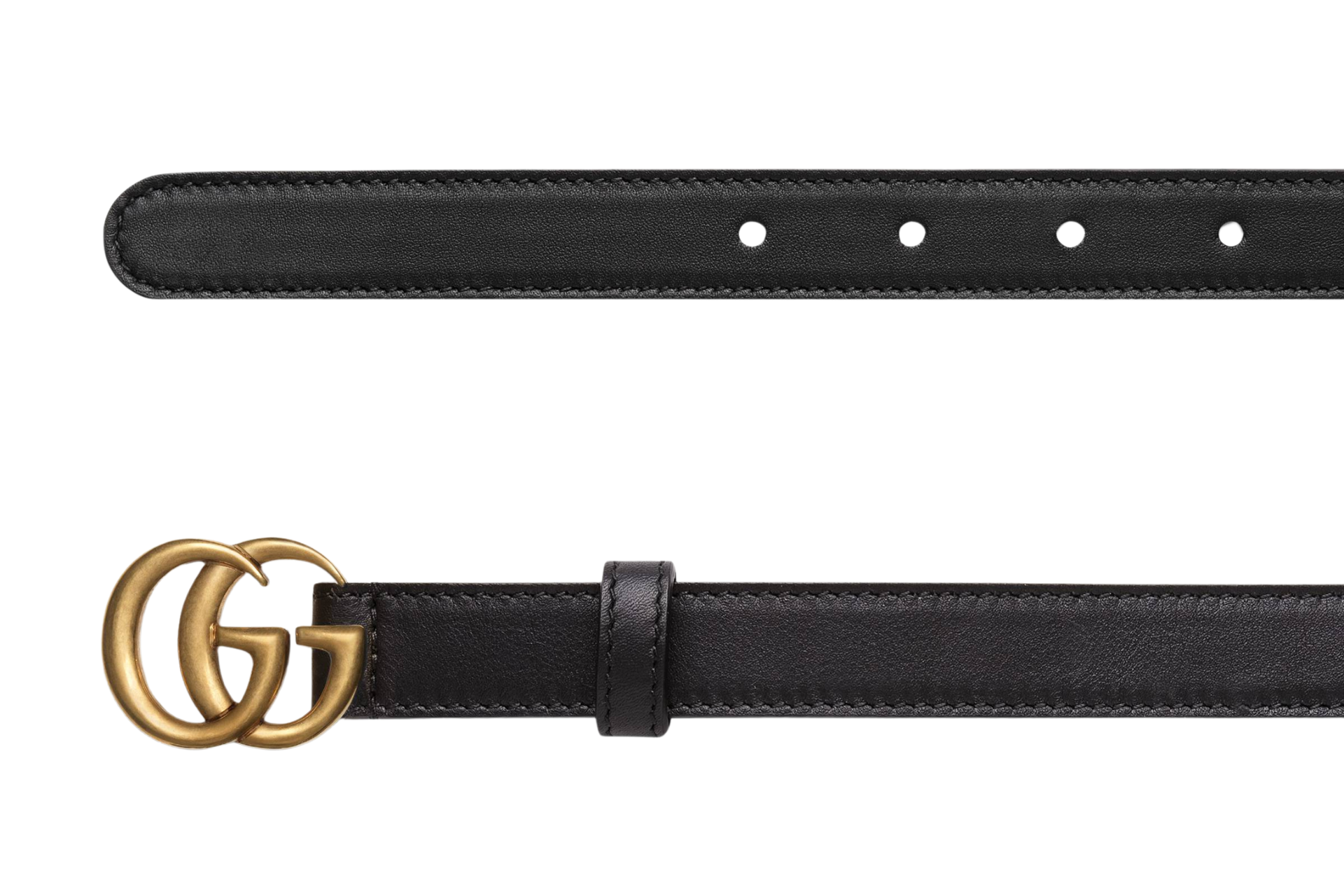 Gucci Slim Leather Belt with Double G Buckle 85 cm