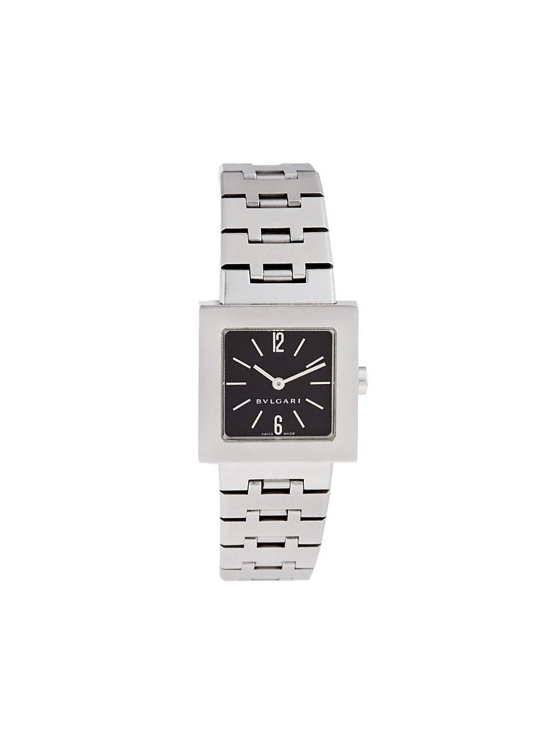 Bvlgari Black Stainless Steel Quadrato SQ22SS Women's Wristwatch 22MM