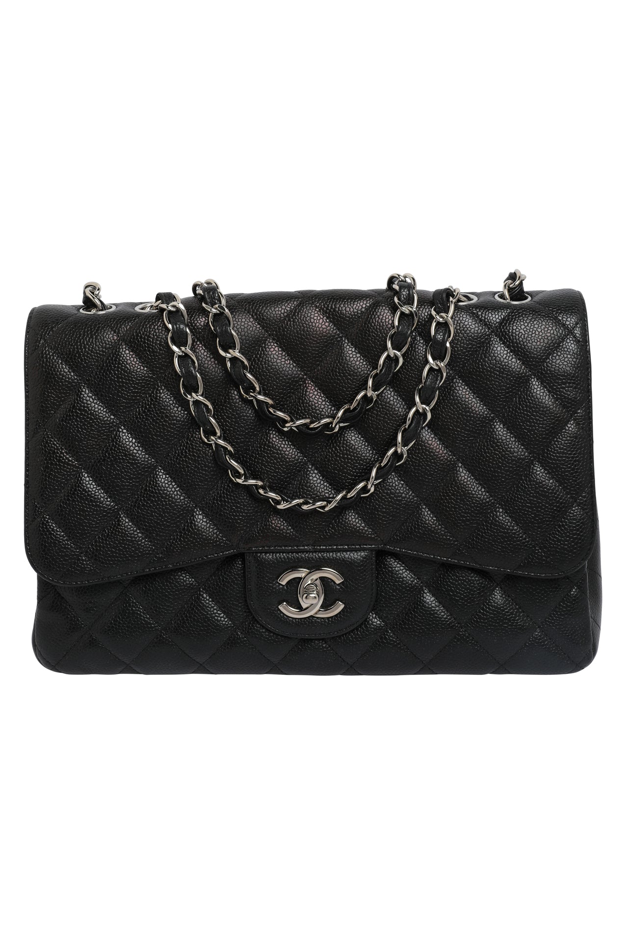 Chanel White Leather Jumbo Classic Single Flap Bag