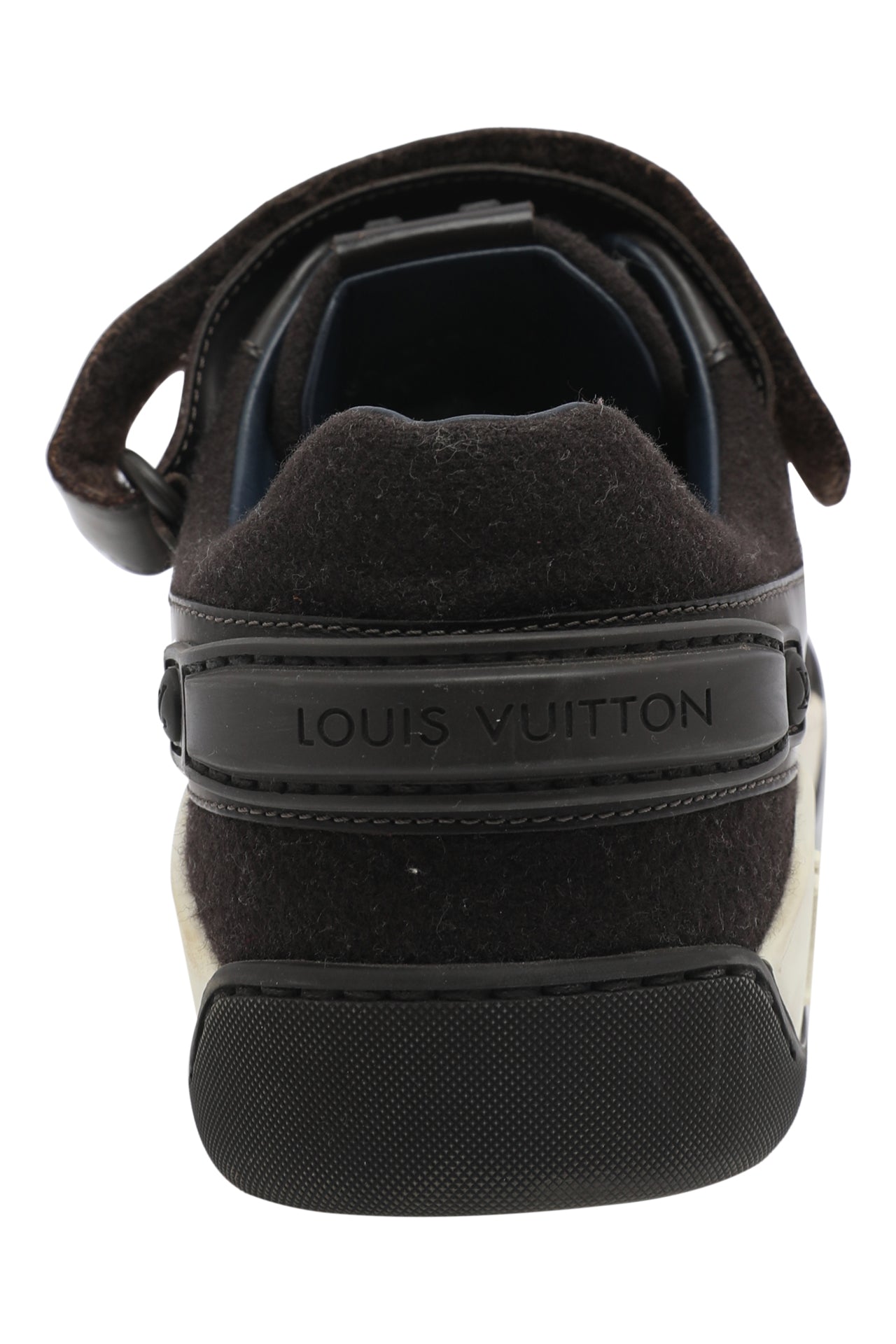 Louis Vuitton Brown Leather and Damier Ebene Canvas Lace Up Sneakers UK 8