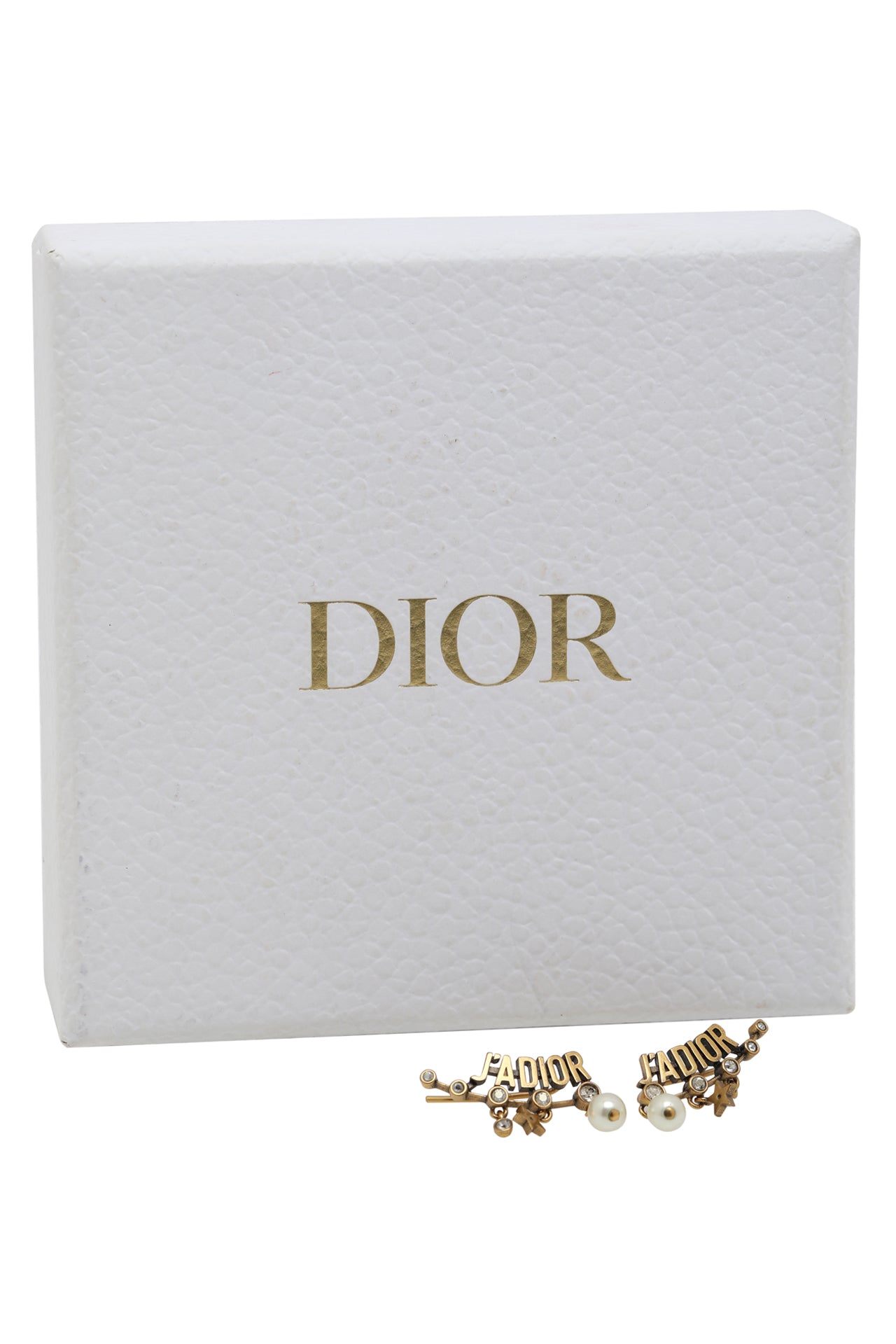 Dior Pearl Crystal J'Adior Earrings Aged Gold Tone