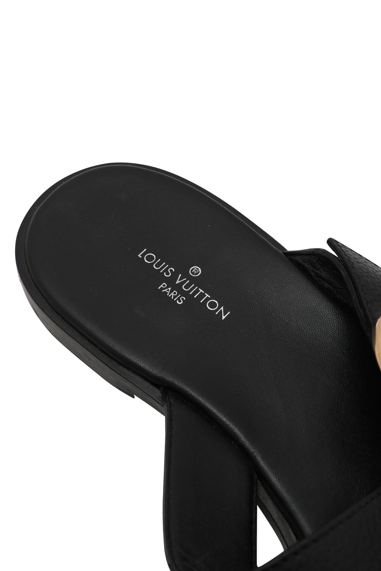 Louis Vuitton Black Leather Cross Strap Slides EU 36