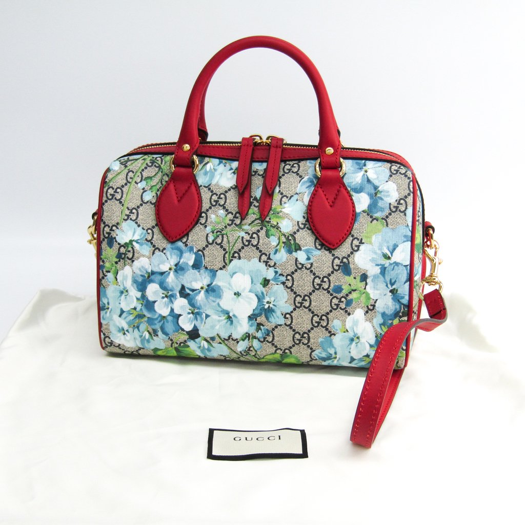 Buy & Consign Authentic Gucci GG Supreme Monogram Blooms Small Top Handle Boston Bag Blue at The Plush Posh