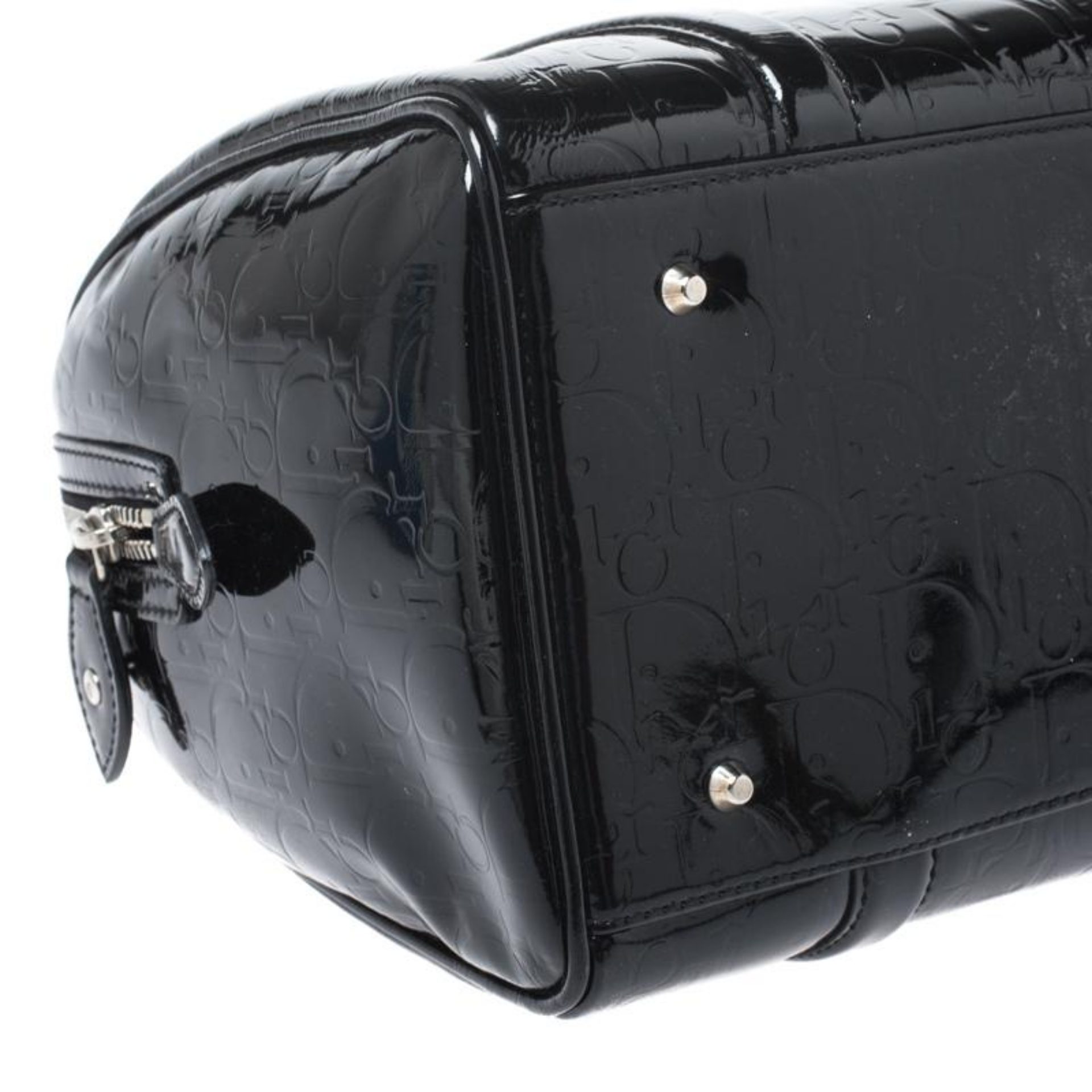 Dior Black Monogram Patent Leather Bowling Bag