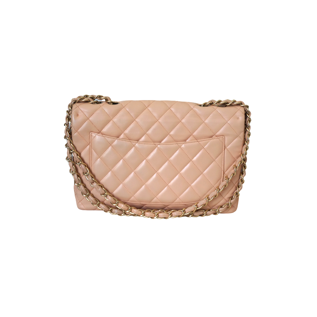 Chanel Lambskin Quilted Jumbo Single Flap Peachy Pink