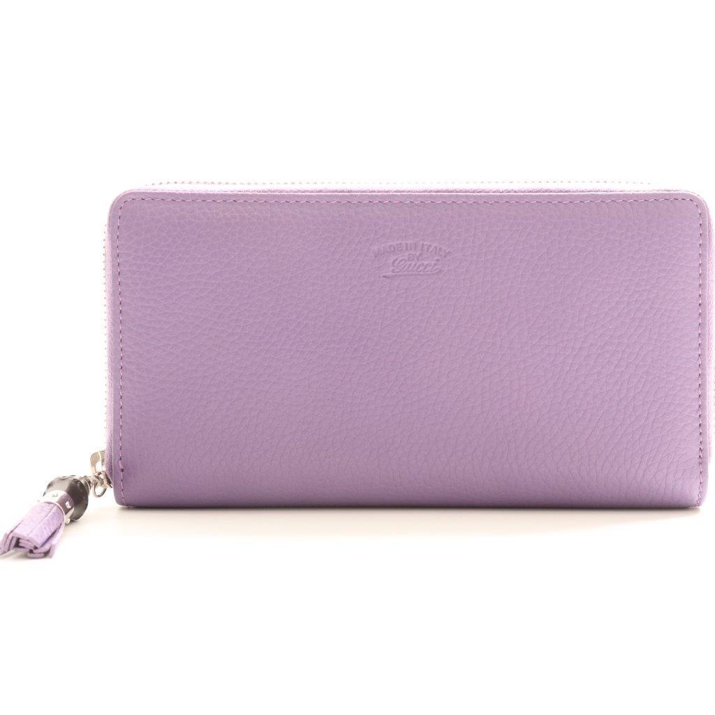 Buy & Consign Authentic Gucci Guccissima Calf Skin Leather Bamboo Tassel Zip Around Wallet Light Purple at The Plush Posh