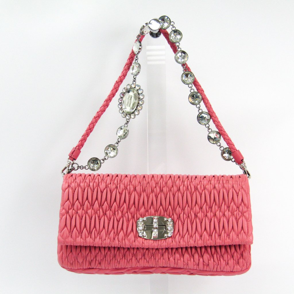 Buy & Consign Authentic Miu Miu Velluto Matelasse Crystal Chain Shoulder Bag Cammeo at The Plush Posh