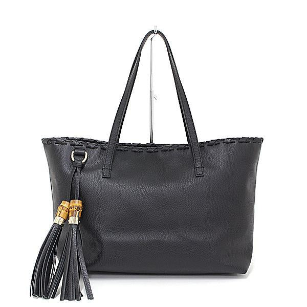 Buy & Consign Authentic Gucci Black Pebbled Calfskin Leather Bamboo Tassel Tote at The Plush Posh