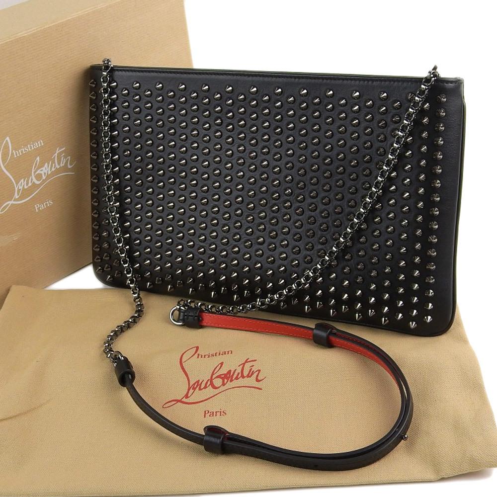 Buy & Consign Authentic Christian Louboutin Calfskin Spiked Zoompouch Crossbody Black at The Plush Posh