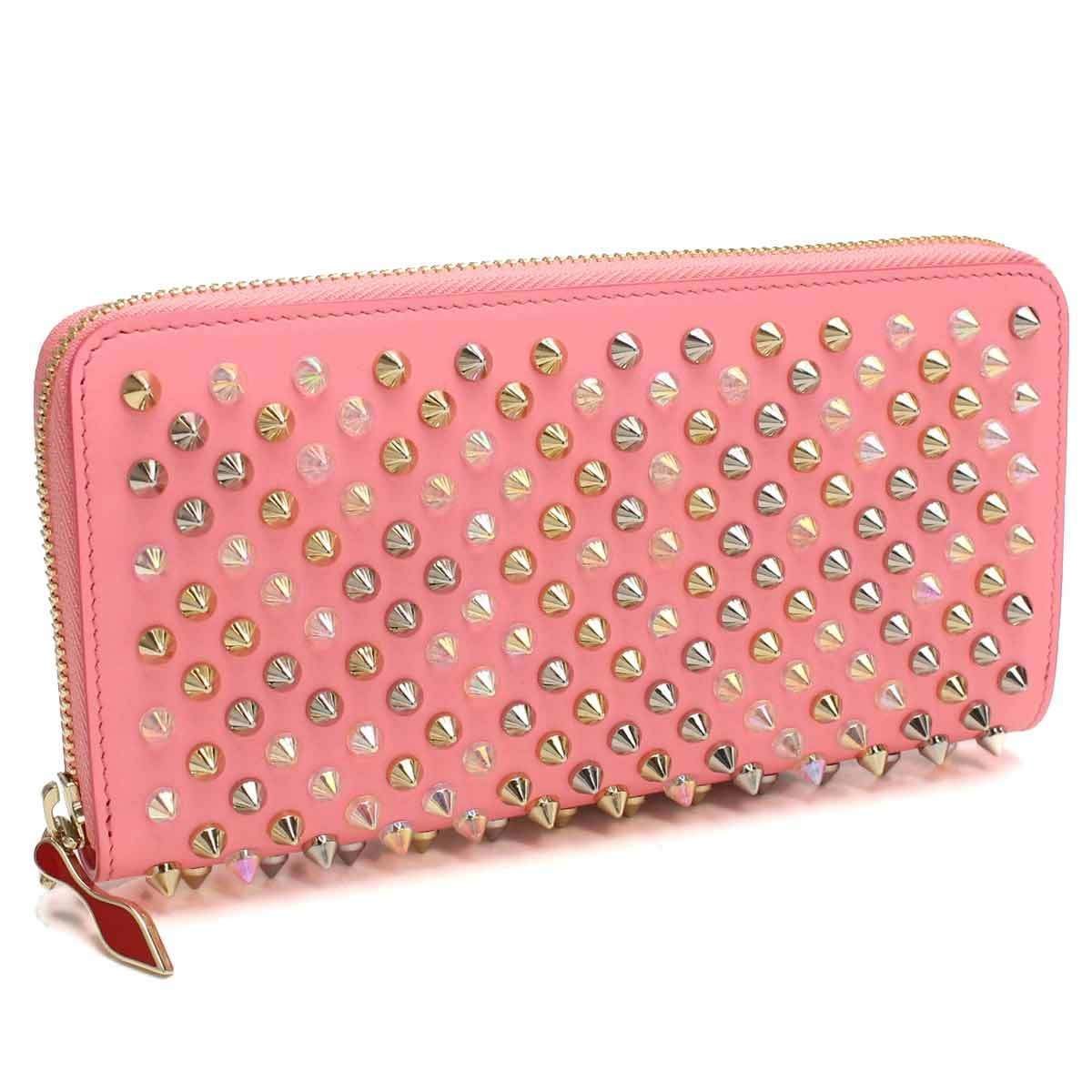 Buy & Consign Authentic Christian Louboutin Calfskin Empire Panettone Spiked Zip Around Wallet Pink at The Plush Posh