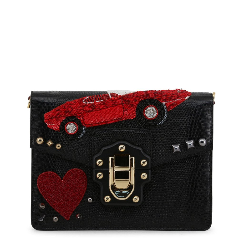 Buy & Consign Authentic Dolce & Gabbana Calfskin Lucia Amore Heart Chain Shoulder Bag Black at The Plush Posh
