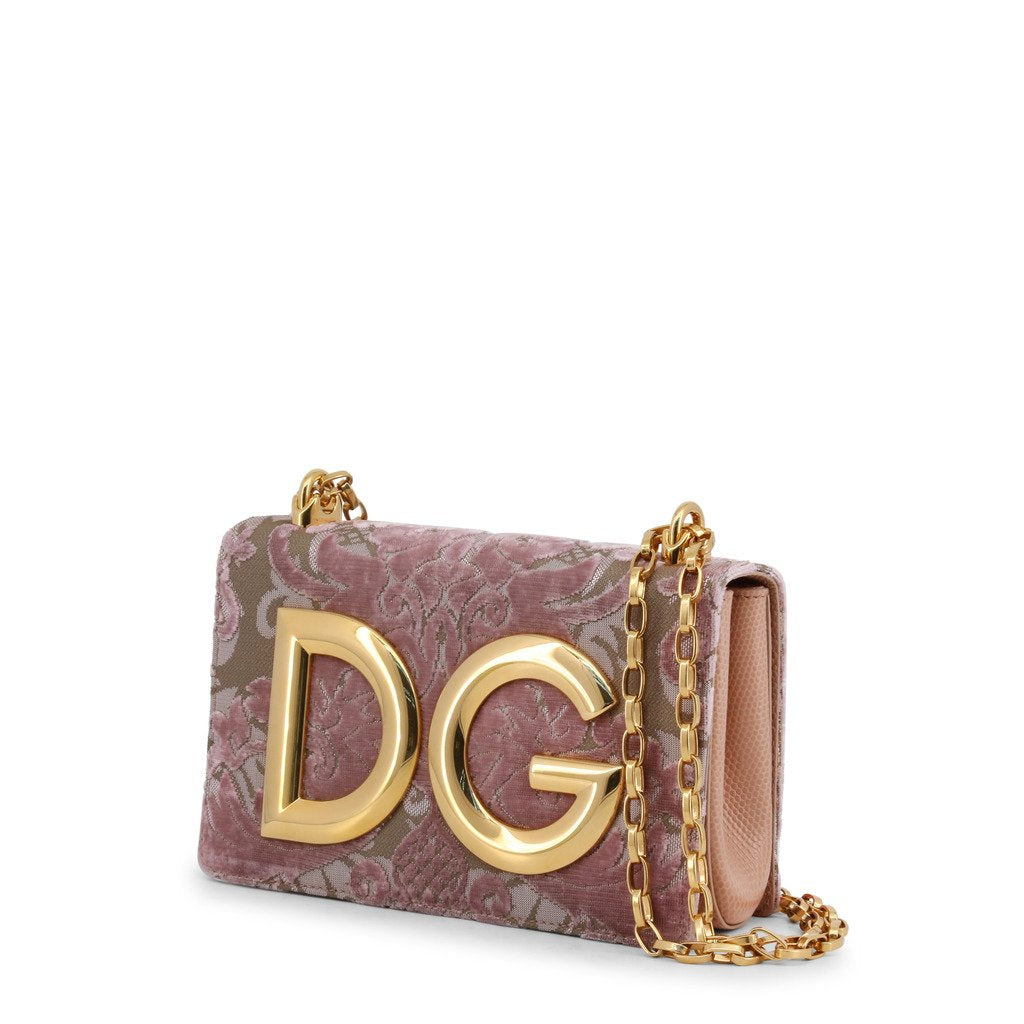 Buy & Consign Authentic Dolce & Gabbana Corduroy and Leather DG Shoulder Bag Pink at The Plush Posh
