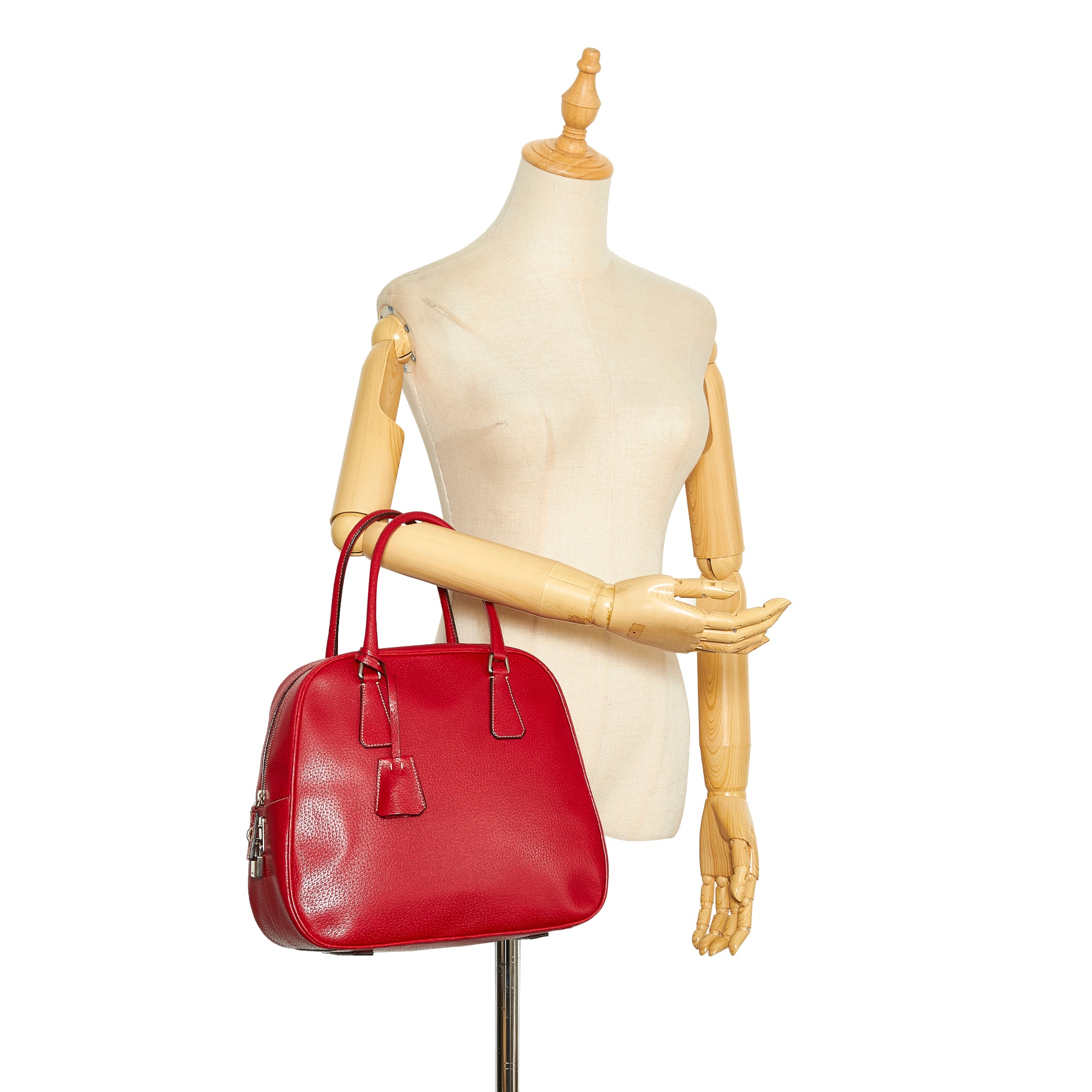 Prada Vitello Leather Handbag Red