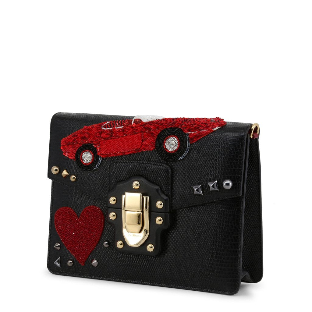 Buy & Consign Authentic Dolce & Gabbana Calfskin Lucia Amore Heart Chain Shoulder Bag Black at The Plush Posh