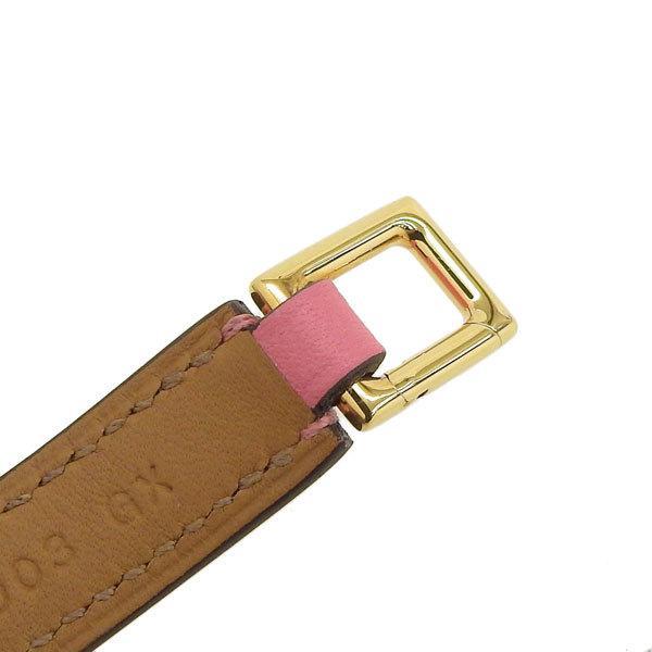 Buy & Consign Authentic Hermes Rivale Pink Leather Gold Plated Bracelet at The Plush Posh