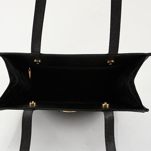 Buy & Consign Authentic Salvatore Ferragamo Black Lizard Embossed Vara Shoulder Bag at The Plush Posh