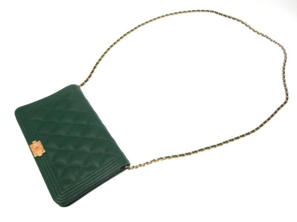 Buy & Consign Authentic Chanel Boy Caviar Skin Green Shoulder Bag at The Plush Posh