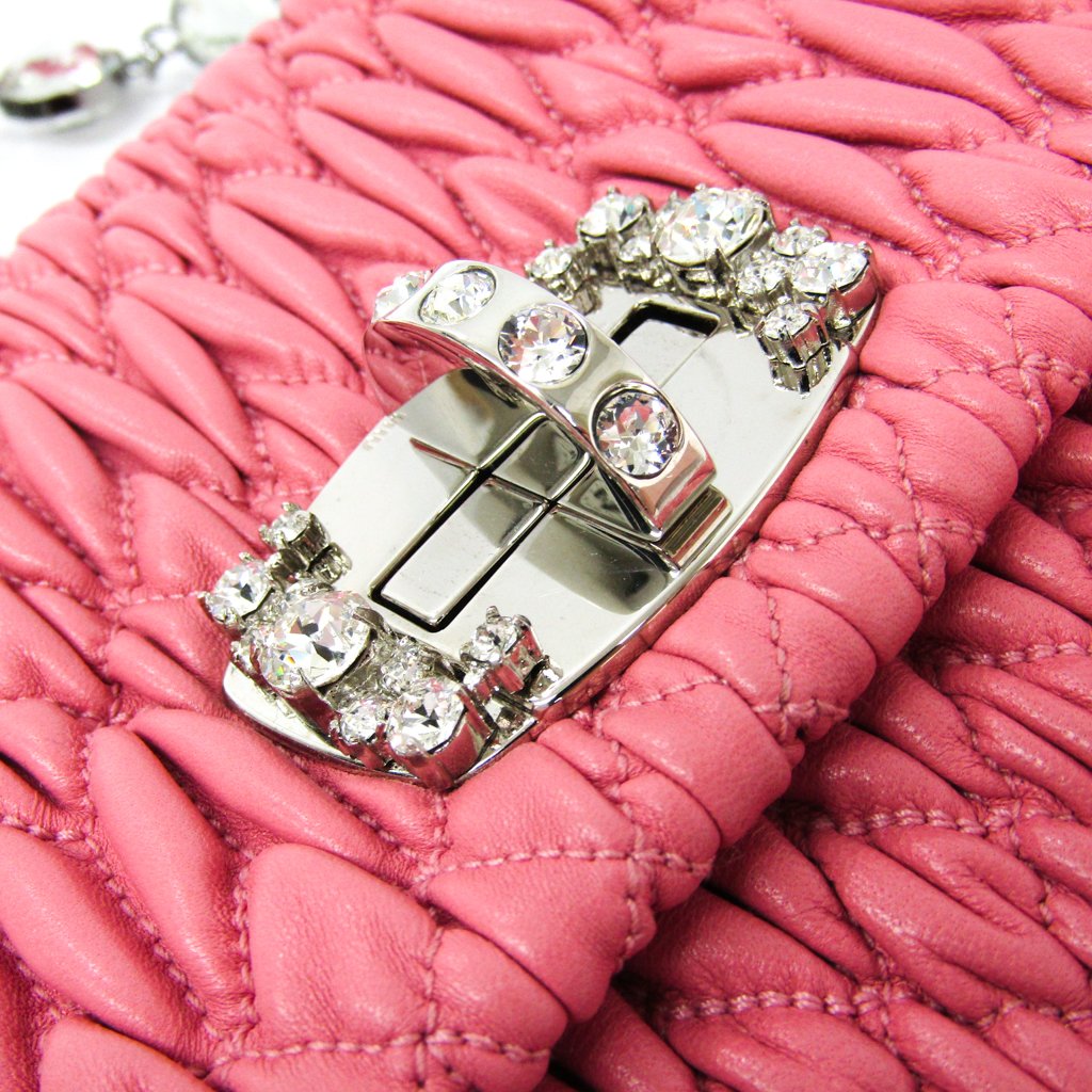 Buy & Consign Authentic Miu Miu Velluto Matelasse Crystal Chain Shoulder Bag Cammeo at The Plush Posh