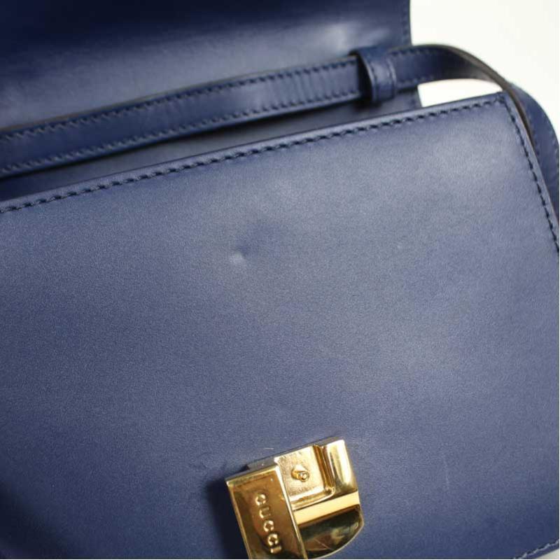 Buy & Consign Authentic Gucci Calfskin Small Sylvie Shoulder Bag Blue at The Plush Posh