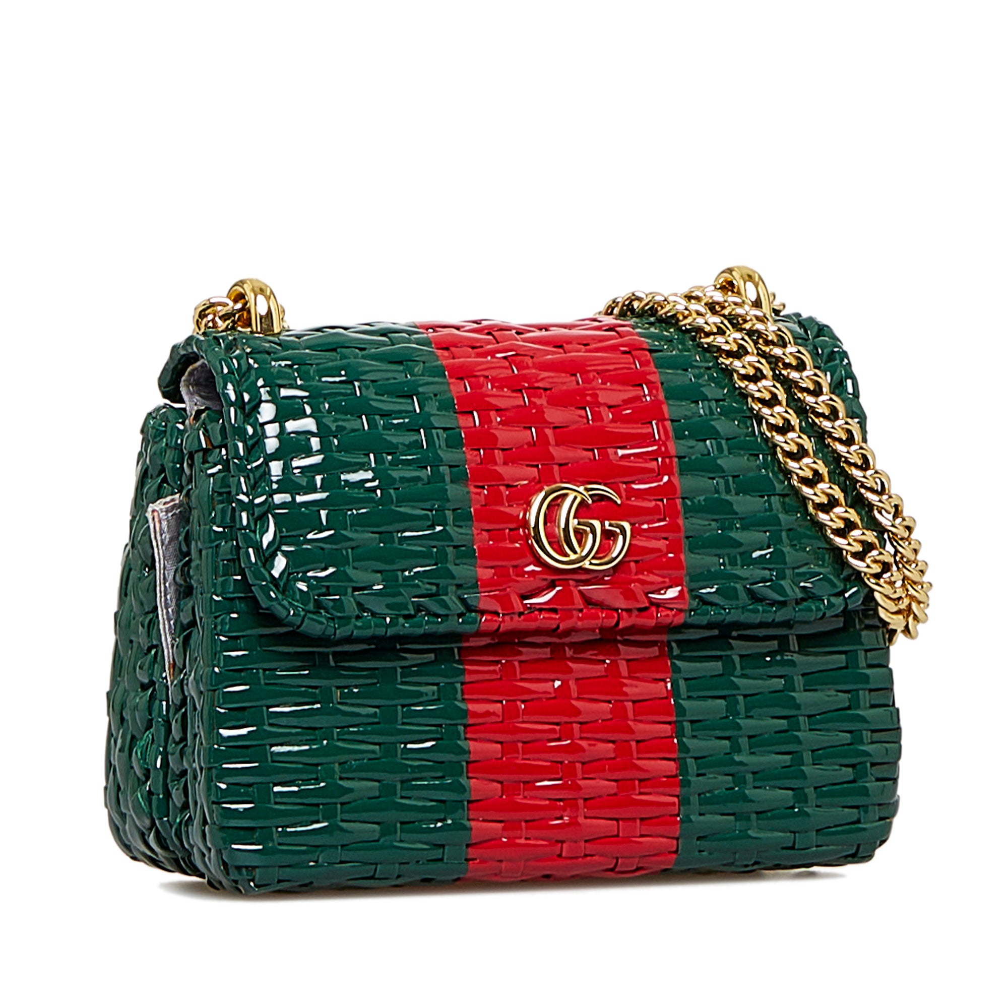 Gucci GG Marmont Wicker Crossbody Bag Green