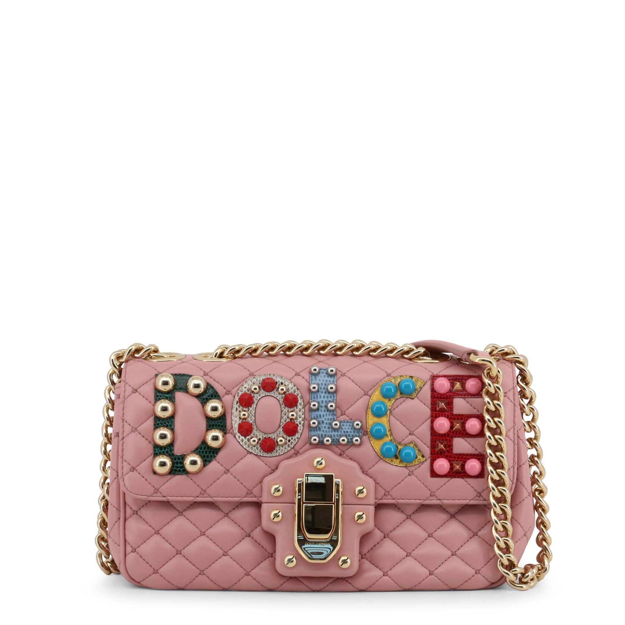 Buy & Consign Authentic Dolce & Gabbana Lambskin Watersnake Embellished Shoulder Bag Pink at The Plush Posh