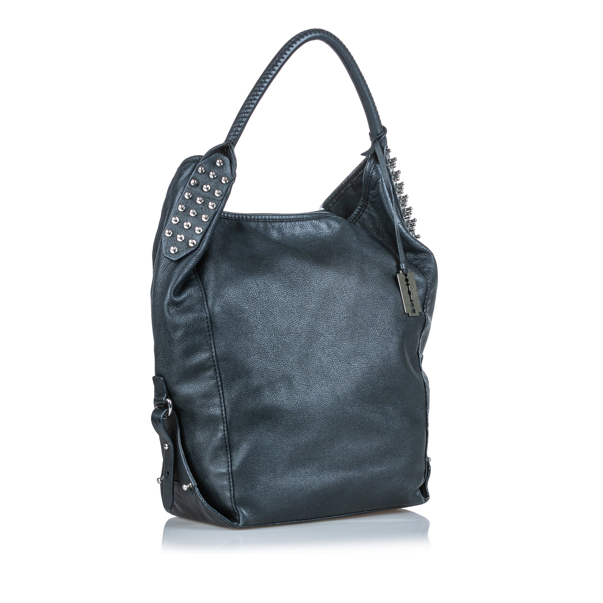 Buy & Consign Authentic Alexander Mcqueen Studded Leather Hobo Bag Grey at The Plush Posh