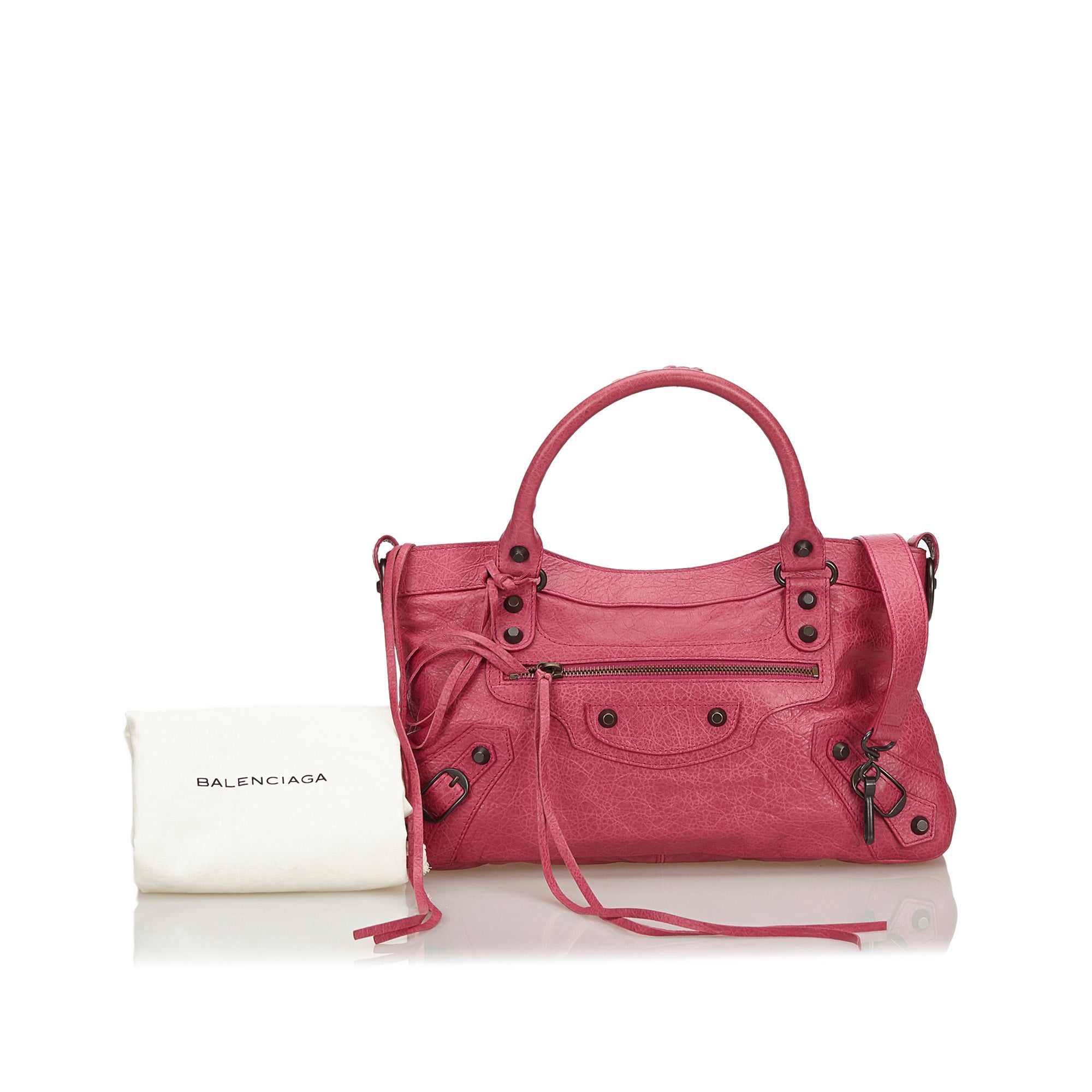 Buy & Consign Authentic Balenciaga Leather Motocross Classic Town Satchel Pink at The Plush Posh