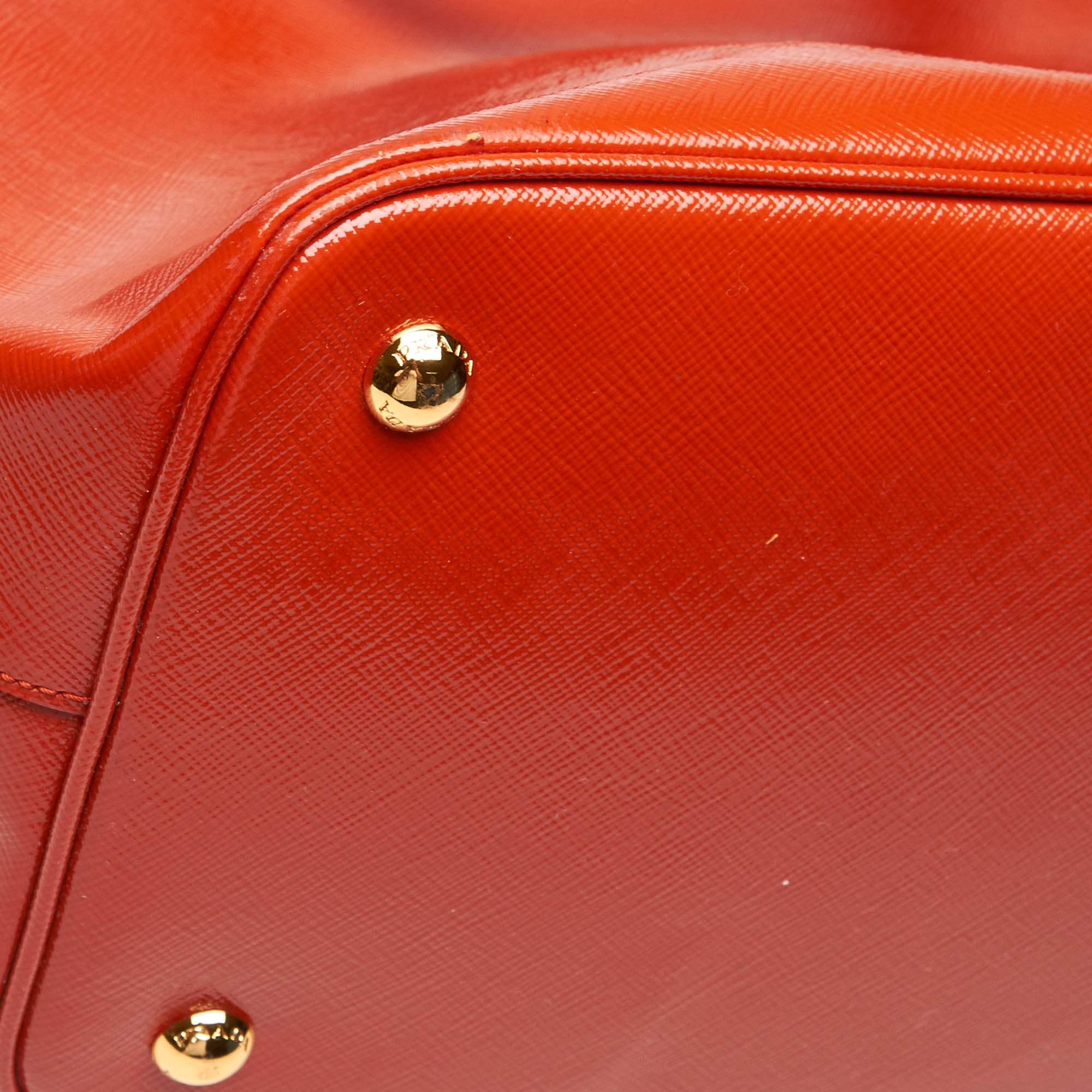 Buy & Consign Authentic Prada Patent Leather Tote Orange at The Plush Posh