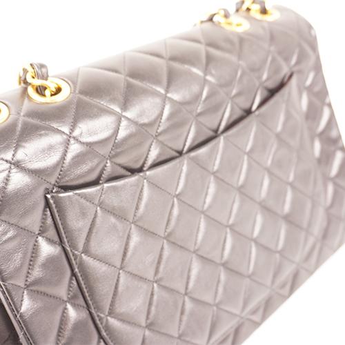Buy & Consign Authentic Chanel Lambskin Quilted Jumbo Double Flap Black at The Plush Posh