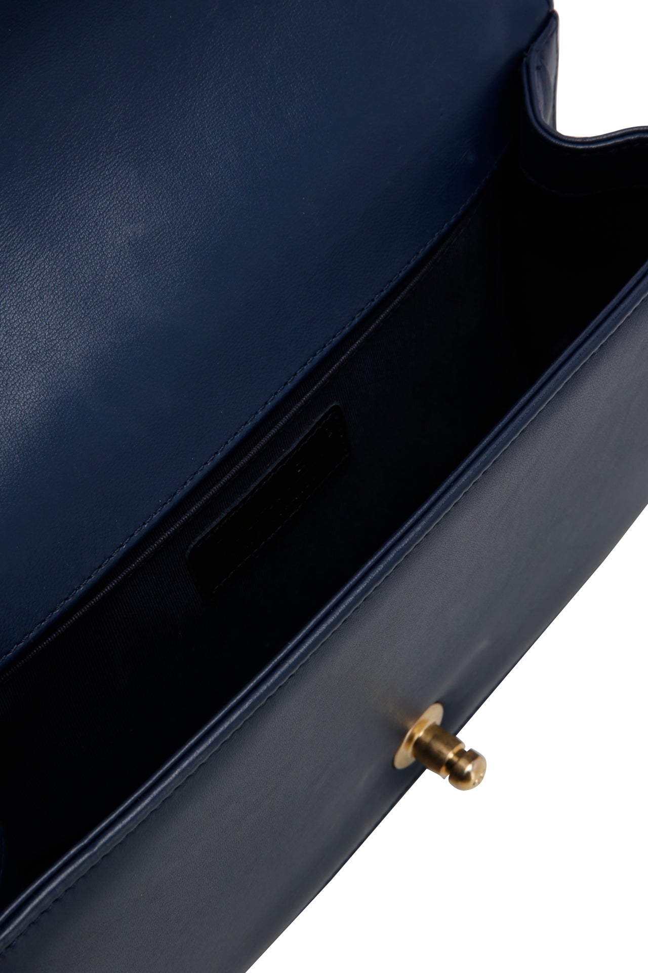 Chanel Calfskin & Gold Tone Finish Metal Navy Blue Boy Bag
