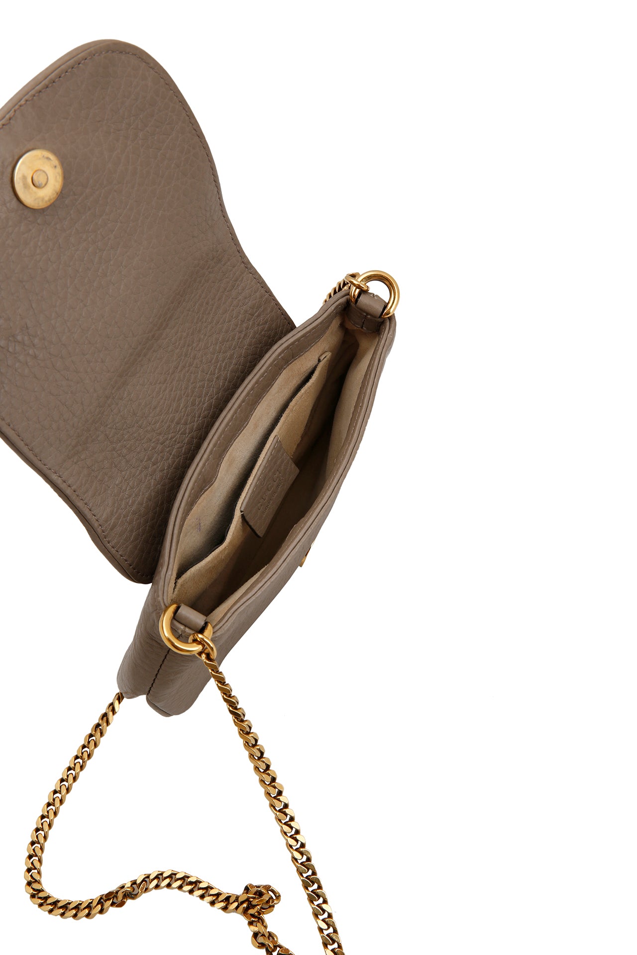 Gucci Grey Leather 1973 Flap Shoulder Bag