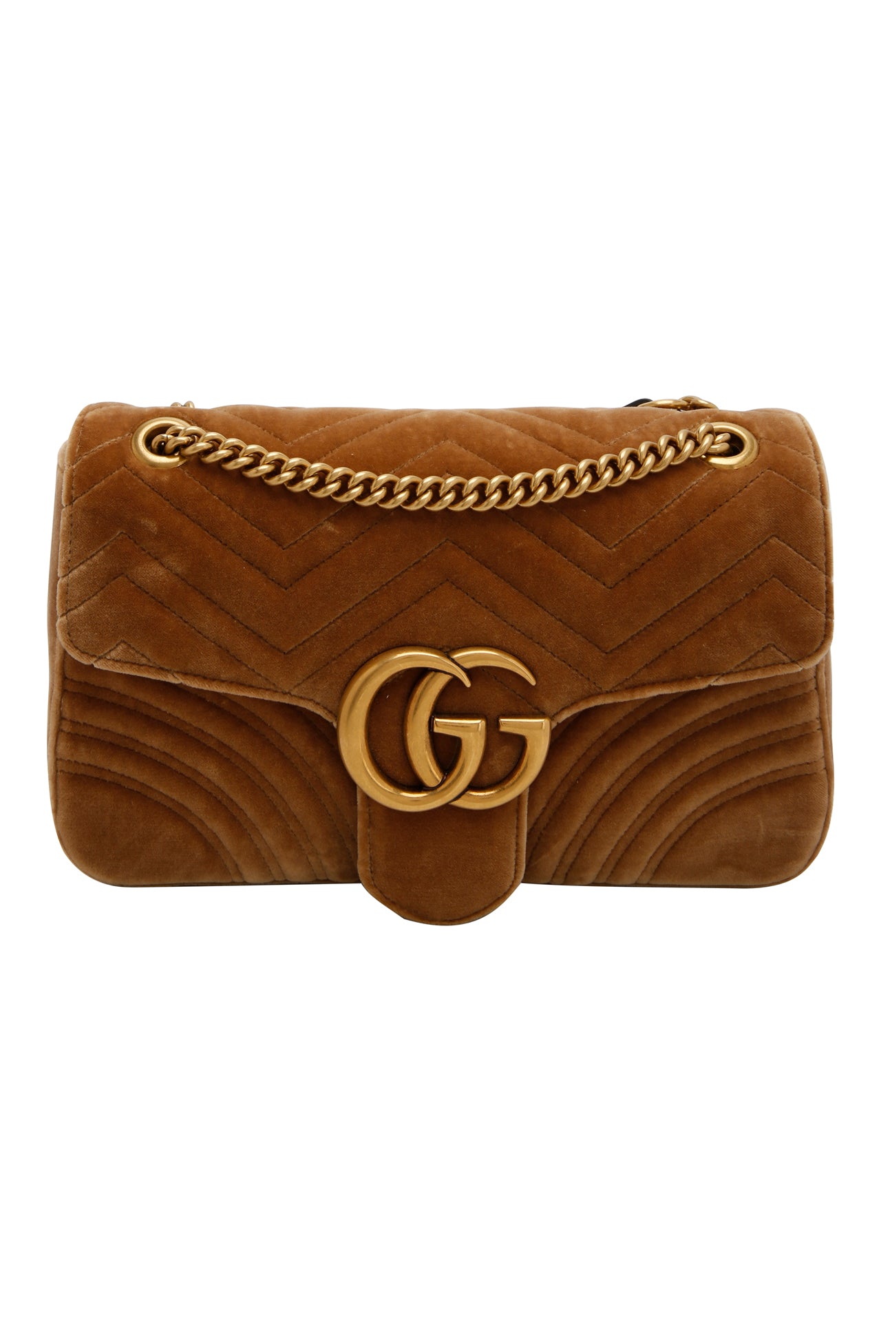 Gucci GG Marmont Velvet Medium Matelassé Shoulder Bag Beige