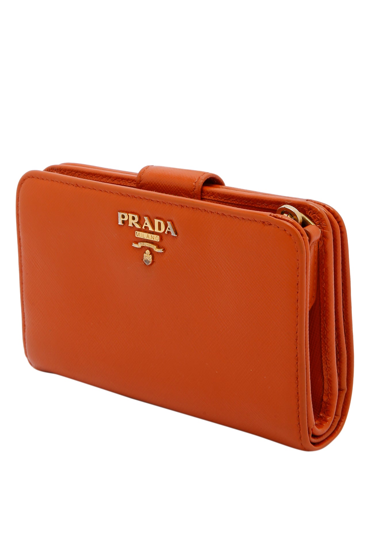 Prada Orange Saffiano Leather Wallet