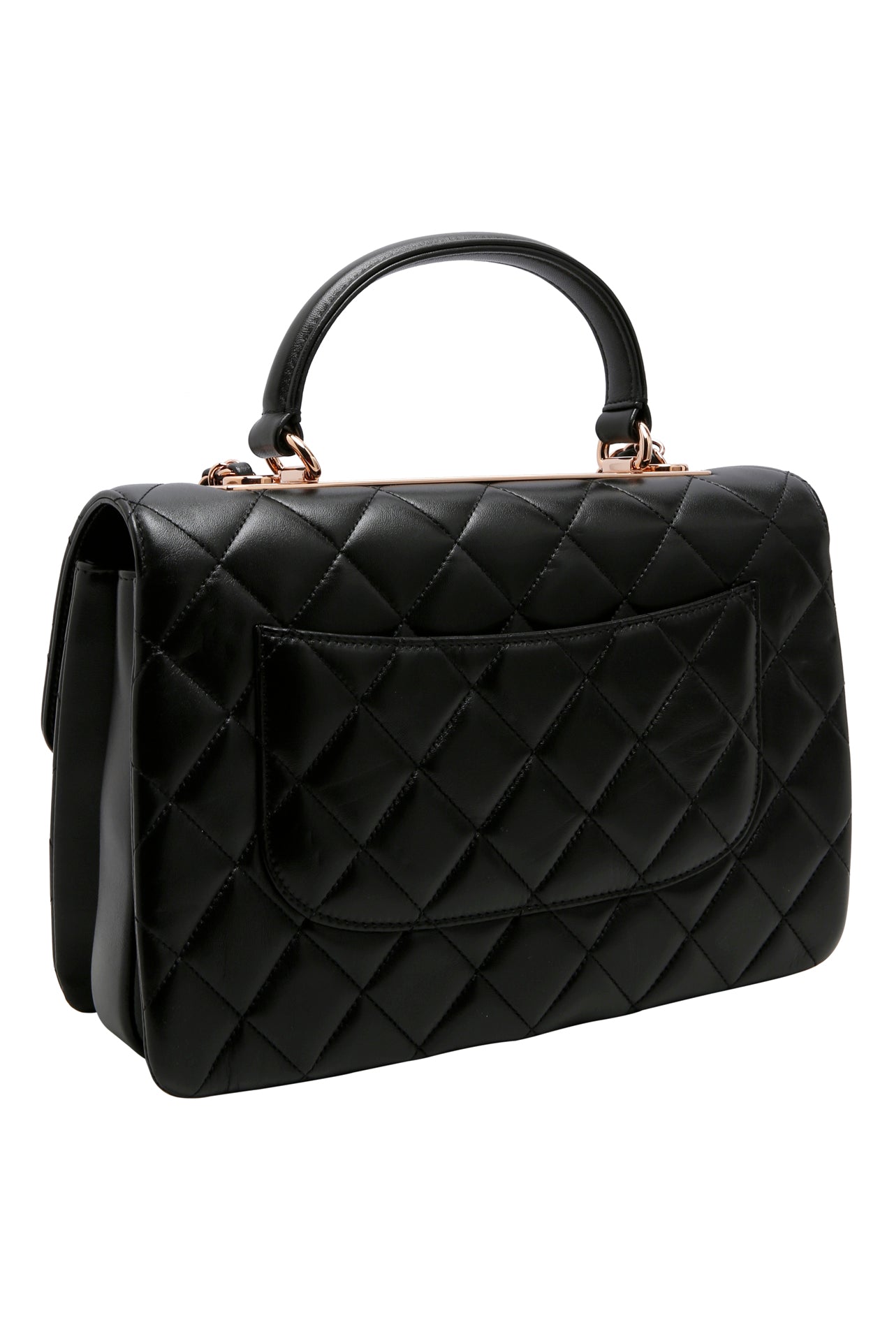 Chanel Lambskin Quilted Trendy CC Flap Dual Handle Bag Black