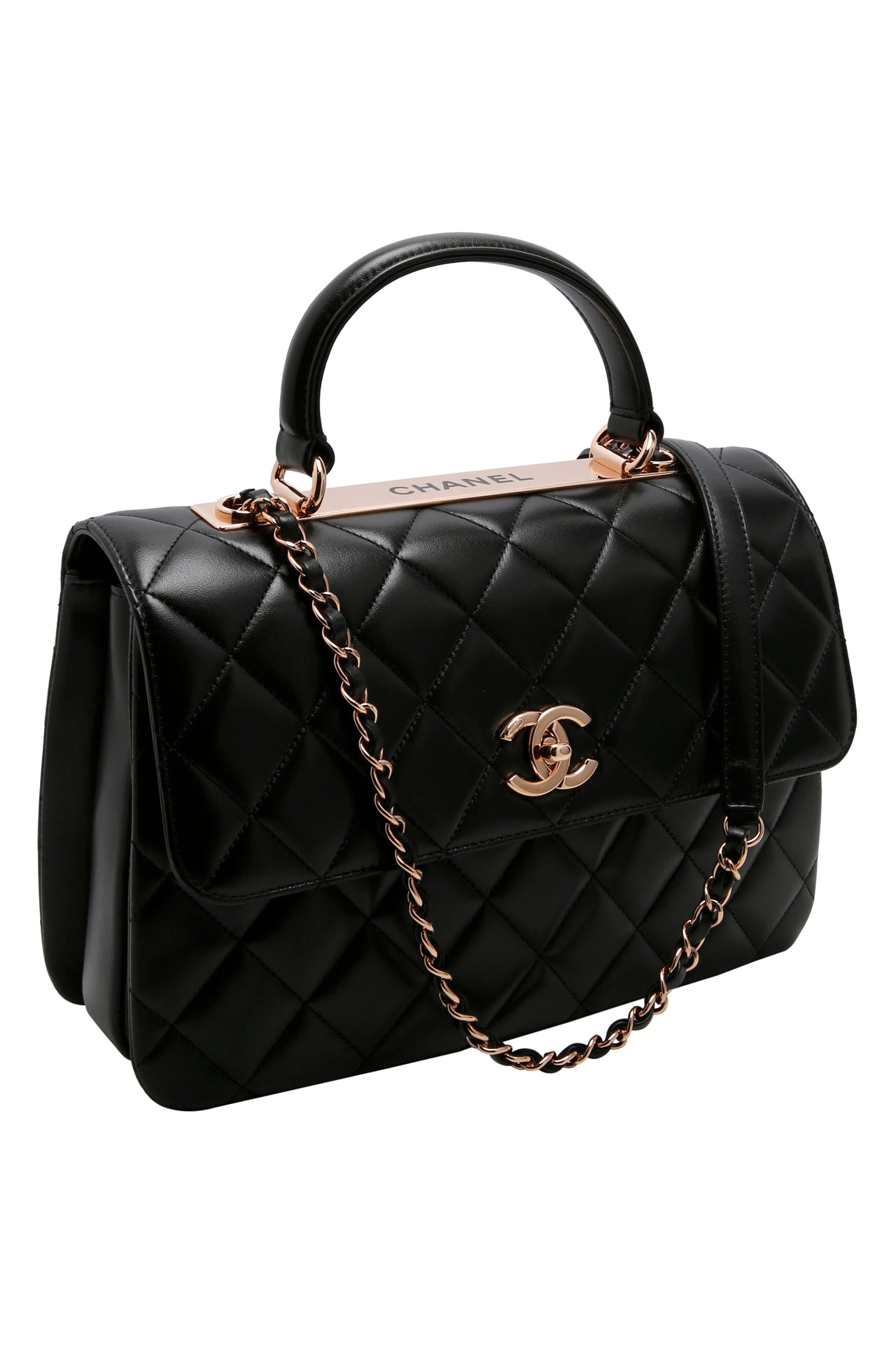 CHANEL Lambskin Quilted Small Trendy CC Dual Handle Flap Bag Black at  1stDibs
