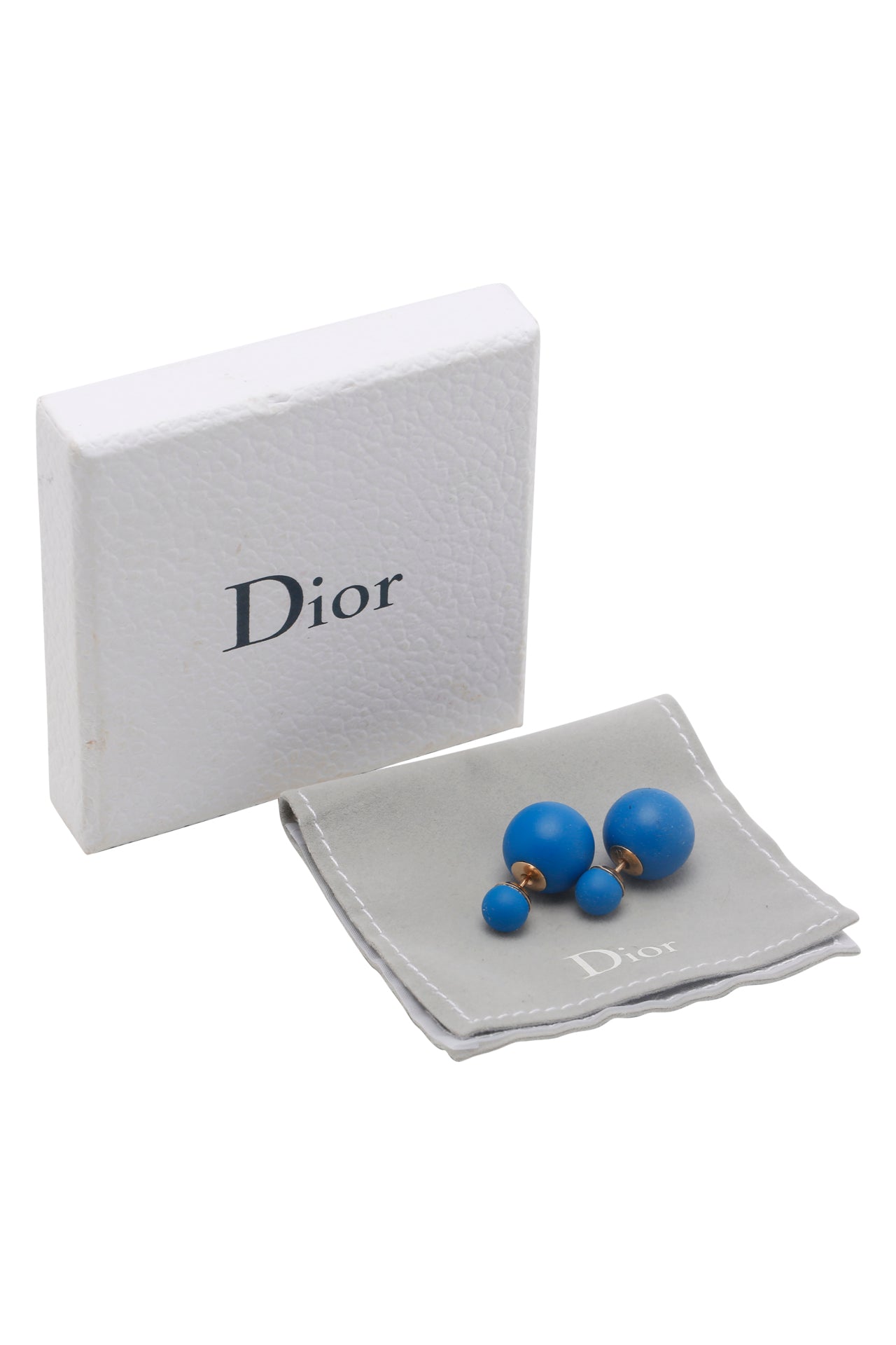 Dior Tribale Mise en Dior Matte Blue Gold Tone Stud Earrings
