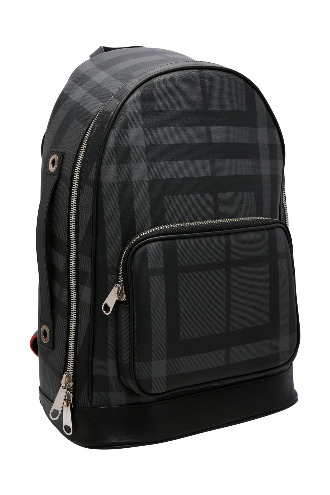 Burberry Backpack in London Check Canvas and Leather Dark Charcoal