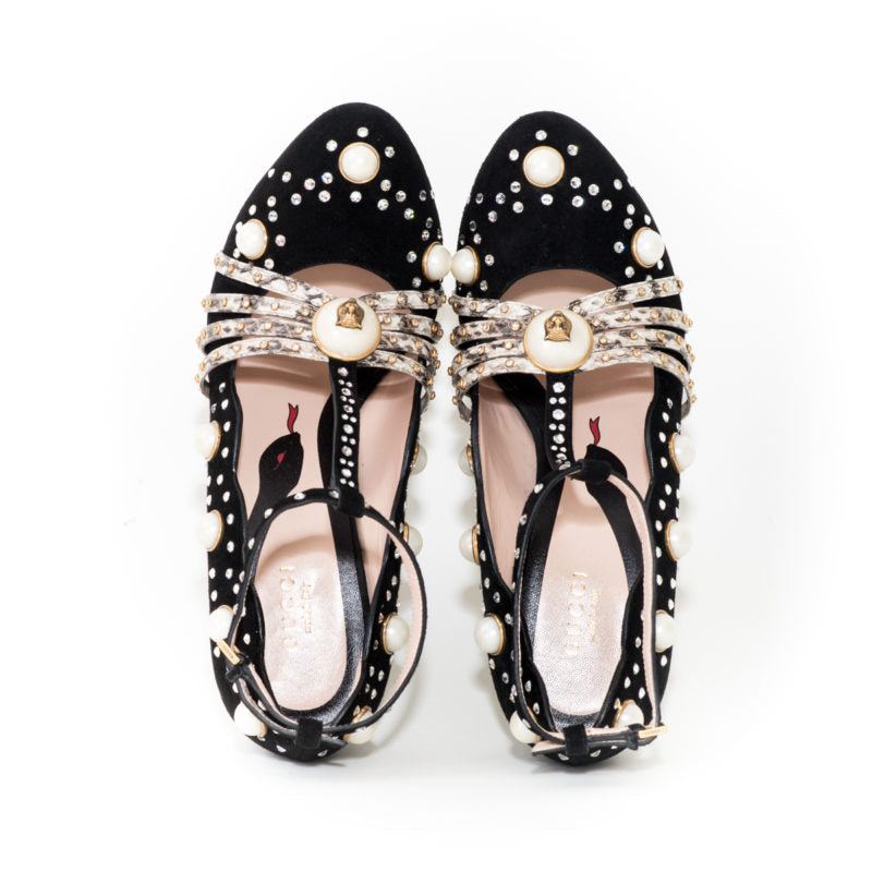Buy & Consign Authentic Gucci Ofelia Embellished Suede and Snakeskin pumps 37 at The Plush Posh