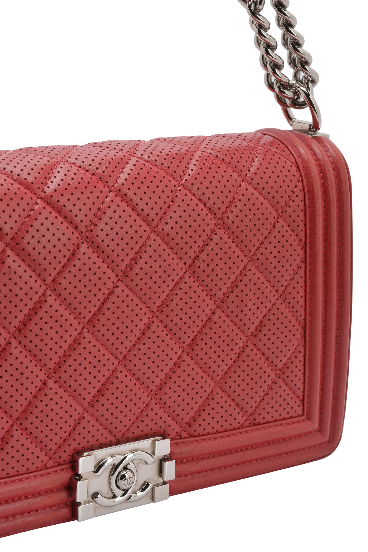 Chanel Perforated Red Large Boy Bag