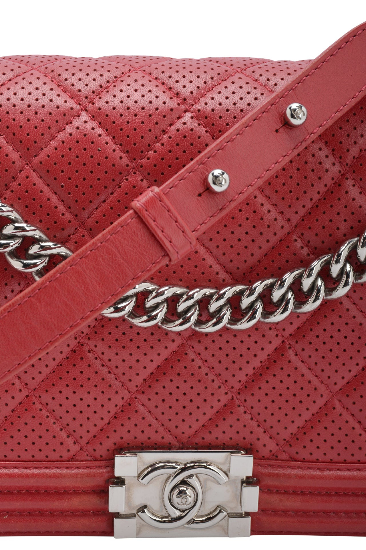 Chanel Perforated Red Large Boy Bag