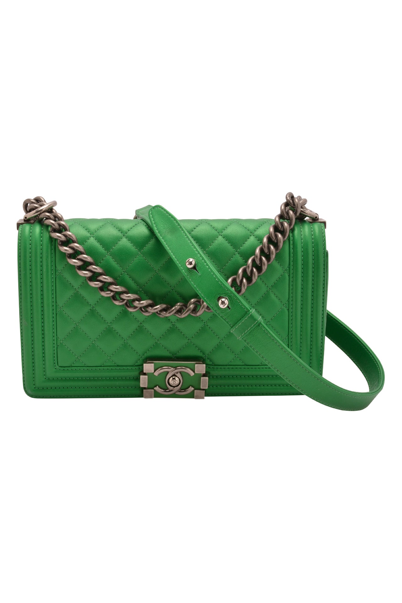 Chanel Boy Flap Bag Quilted Lambskin Old Medium Green 2287385