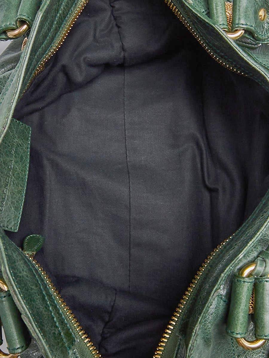 Balenciaga Emerald Lambskin Leather Giant 21 Gold Motorcycle City Bag
