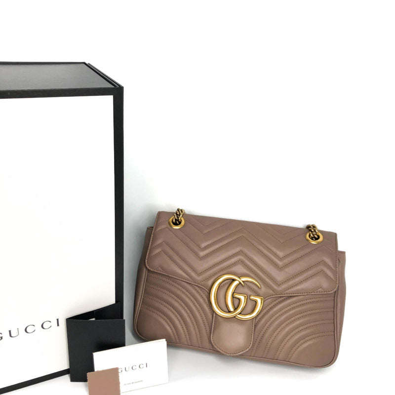 Buy & Consign Authentic Gucci Marmont Matelasse Shoulder Bag Medium Beige leather at The Plush Posh